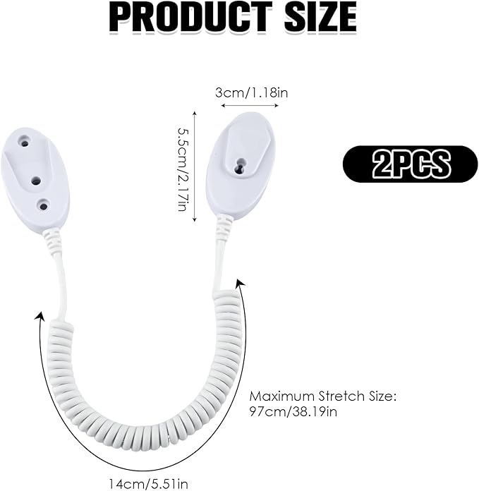 Magnetic Remote Leash Control Holder with Security Cable, Retractable Tidy Anti-lost Rope Organizer Easy Installation Stable Suitable for Projector TV Fan and Air Conditioner Remotes (2Pcs White, S)