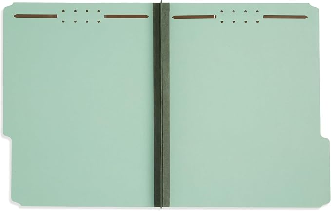 Blue Summit Pressboard File Folders, 2 inch Expansion Pressboard Folders Letter Size, Pressboard Folders with Fasteners, Gray/Green – 25 Pack