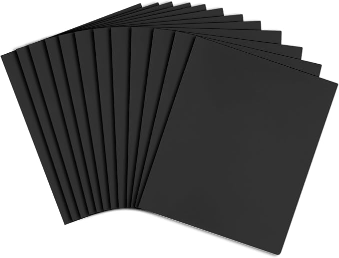 Feosky 10pcs Plastic Folders with Pockets, Heavy Duty Plastic Two Pocket Folder, File Pocket Folders for Office and School, Letter Size（Black）