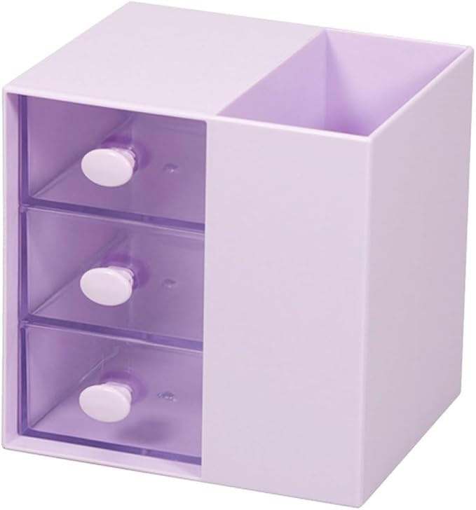 Cabilock Multi-function Desktop Box Large Capacity Office Supply Organizer Purple Stationery Storage Container for Desk and Home Office Use