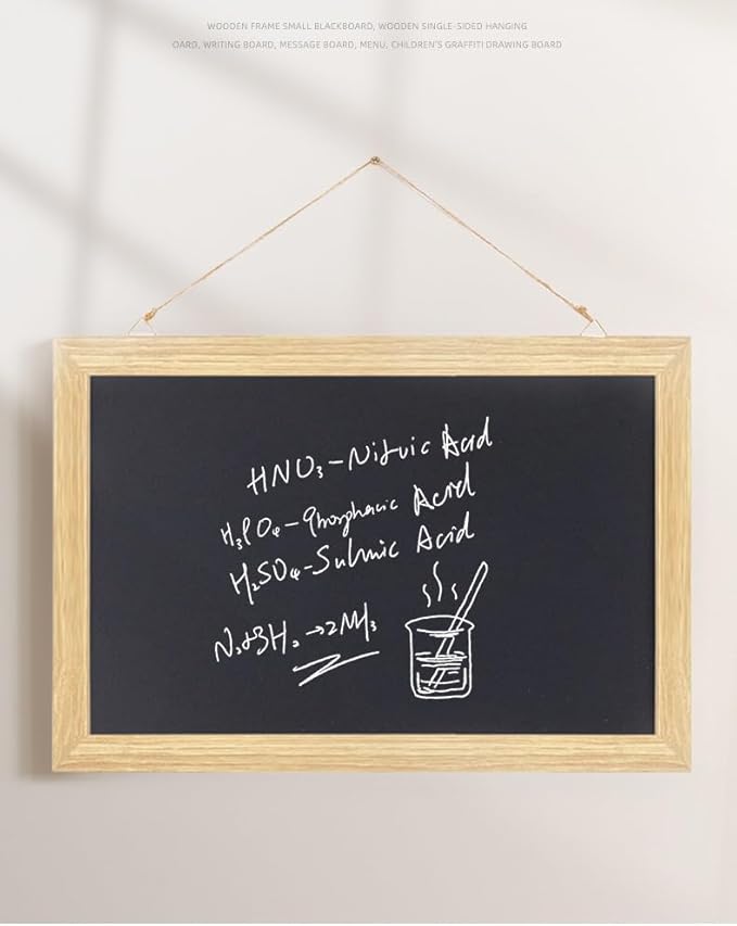 Wooden Frame Chalkboard, Wall-Mounted Blackboard with Natural Wood Border, Black Writing Surface, 36x24 Inches, Non-Magnetic, MDF with PVC Laminate (24 * 36")