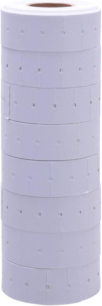 White Labels Without Tamper Proof Slits to fit Motex® MX5500 Price Guns 16 Pack (Free Ink roll Included)