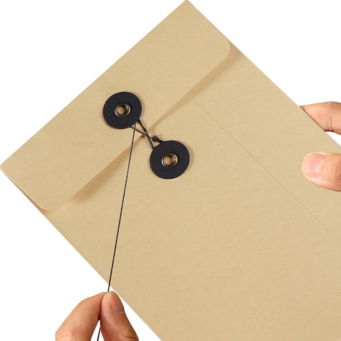 10 Pcs Vintage Kraft Paper File Folder Thickened A5 Filing Envelope Project Photo Pockets Reusable Document Wallet Bag with String Tie Closure for Office Home