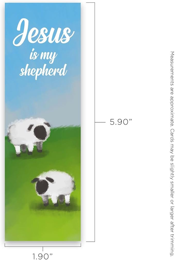 Jesus is My Shepherd, Psalm 23:2, Bulk Pack of 25 Christian Bookmarks for Kids, Childrens Bible Verse Book Markers, Sunday School Prizes with Memory Verses, Scripture Gifts for Kids & Youth