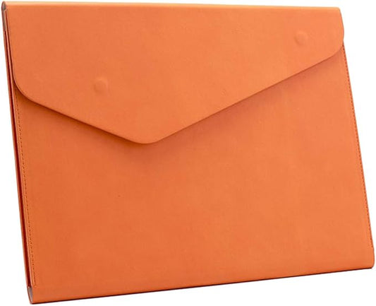 PU Leather A4 File Folder Document Holder Waterproof Portfolio Envelope Folder Case with Invisible Magnetic Closure Orange