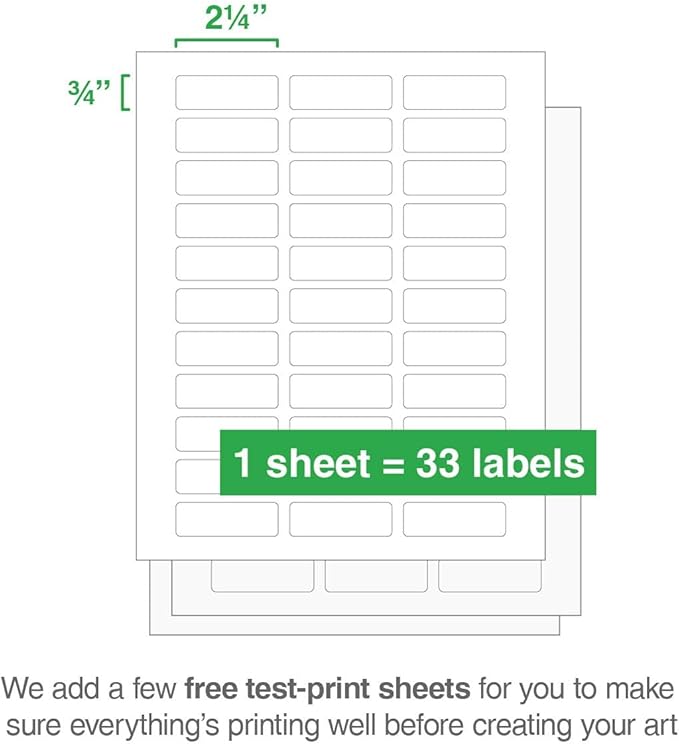 ChromaLabel 0.75 x 2.25 Inch Printable Address Labels for Laser & Inkjet Printers, 825/Pack, 25 Sheets