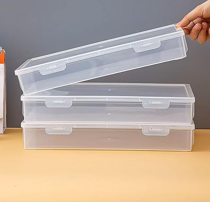 Clear Plastic File Storage Boxes with Lids for Files,Stackable File Box,File Portable Paper Case,Containers for Organizing Paper, Letters, Documents, Art Supplies (Clear-A4+A4)