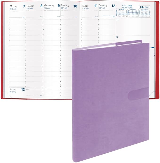 Quo Vadis 2026 President - Weekly Planner - 13 Months, Dec. to Dec. - 8 1/4 x 10 5/8" - Smooth Faux Suede Texas Violet Cover- Time Management Appointment Organizer