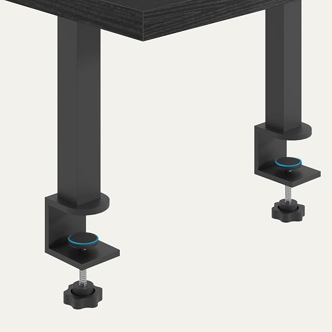 MAHANCRIS Clamp On Desk Organizer, 3-Tier Desktop Bookshelf, Adjustable Desk Storage Shelf, Metal Frame, for Office, Study and Game Room, Black DSBK3601