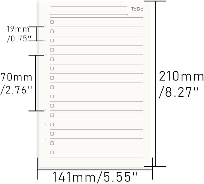 A5 To Do List Refill Paper 3 Pack - 6-Hole Punched Binder Inserts, 135 Sheets/270 Pages Filler Paper for Planner (A5)