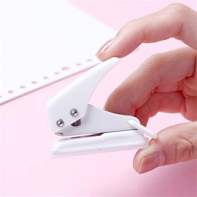 Mini Single Hole Punch Portable Planner Round Binder Label Card Punch Manual Scrapbook Craft DIY Machine Stationery(Black)
