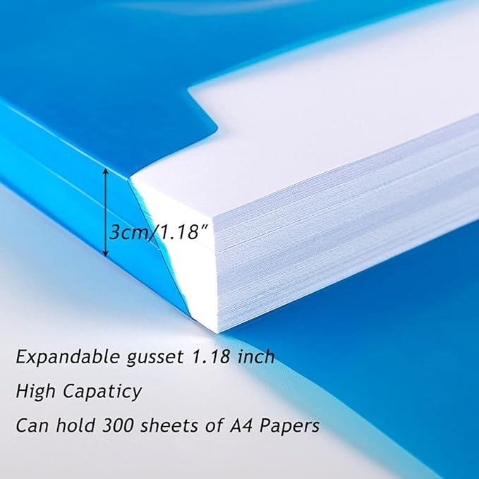 20 Pack Plastic Envelopes with Snap Closure,Poly Expandable File Folder with Label Pocket,Clear Folders Documents,A4 Letter Size(13"×9.5") for Office School Home Work,Assorted Colors