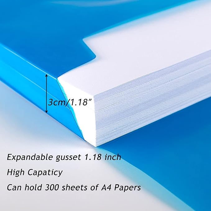 5 Pack Plastic Envelopes,Large-Capacity Colored Clear Folders for Documents File Folder,Poly Envelopes with snap Closure,A4 Letter Size(13"×9.5") for School Home Office,Assorted Colors