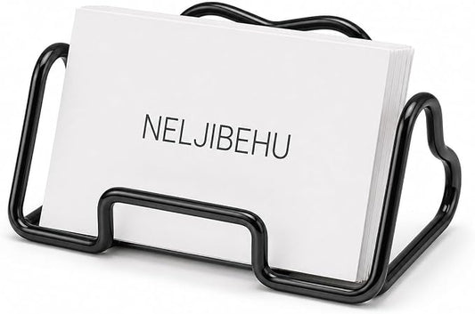 Heart Business Card Holder for Desk, Metal Business Card Stand Organizer, Cute Desktop Display for Name Cards, Photos and Notes, Office Reception Wedding Table Decor (black)