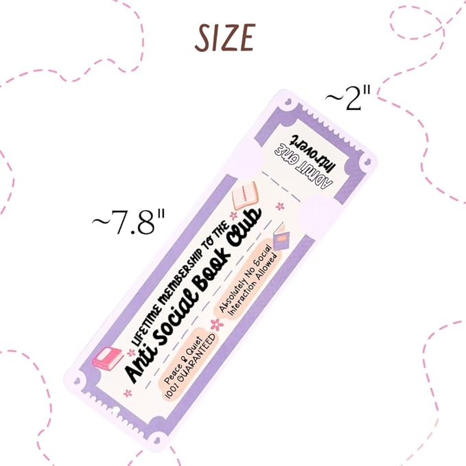 Cute Bookmarks Set Funny Bookmark Sets for Women Bookish Page Markers Book Clubs Lovers Dark Romance Anti Social Fantasy Thriller True Crime Booktok Club Readers Accessories Supplies Gifts Bulk (80)