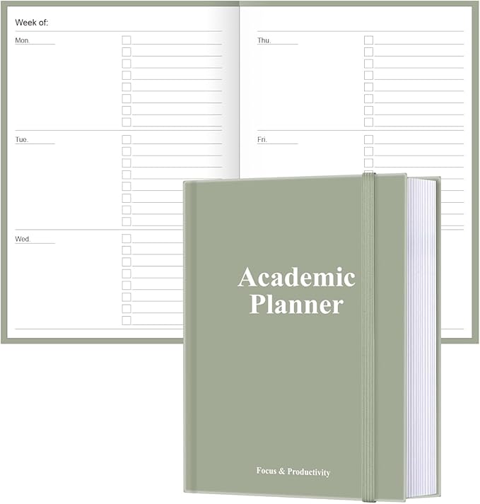 Academic Planner for 2026-2027 or Anytime – 5.8" x 8.5" Undated Weekly Student Planner For Homeschool, High School, College & Nursing Students, 200 Pages, Green