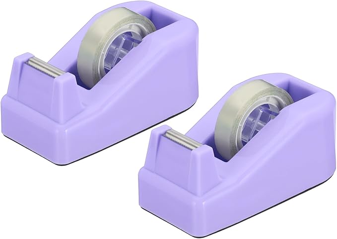 PATIKIL 2pcs Tape Dispenser Desk, Small Tape Dispenser Cute Desktop Dispenser Holder for Tape Office Desktop, Purple