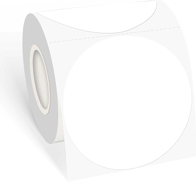 3 Inch Circle Thermal Sticker Labels, Self-Adhesive Round Direct Thermal Labels for Business, 200 Sheets/1 Roll