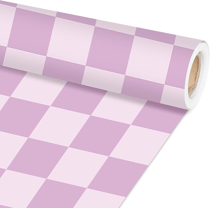 Purple Checked Bulletin Board Paper Roll Retro Pastel Purple Bulletin Board Background Back to School Classroom Decor Poster for Art Craft DIY Project Home Office Girls Party Supplies 17.7in x 20ft