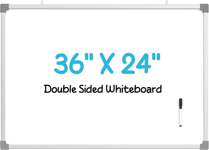 MaxGear Dry Erase Board for Wall, 36" x 24" Magnetic White Board, Double-Sided Large Whiteboard, Hanging for Planning Drawing Memo Teaching, School Home Office, Silver Aluminum Frame