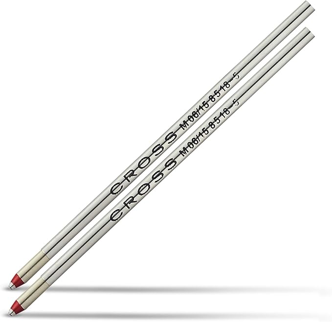 Cross Mini Ballpoint Pen Refill - Red - Medium - 2-Pack - Replacement Pen Refill for Consistent Ink Flow - Smear-Resistant, Quick-Drying Formula - Smooth Laydown for Crisp Lines - Everyday Use