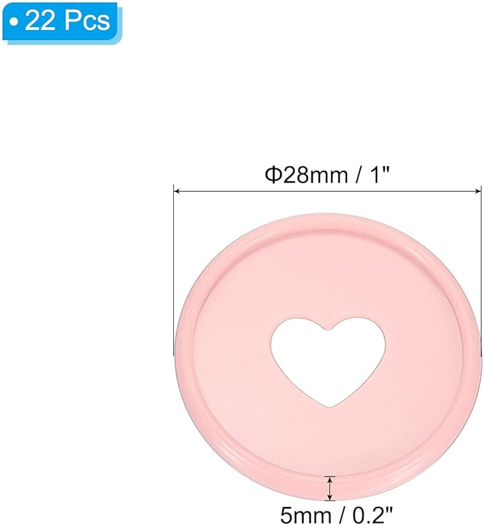 PATIKIL 35mm 1" Light Pink Plastic Round Heart Shape Book Binding Discs, 22 Pcs Discbound Expansion Discs Plating Binder Rings for DIY Notebook Planner