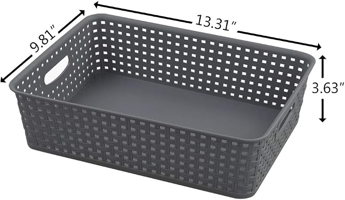 Readsky Gray Plastic Paper Storage Basket Tray, Office File Baskets, Pack of 5