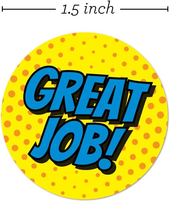 Super Hero Reward Stickers / 500 Labels Roll / 8 Cartoon Comic Designs / 1.5" Classroom Teacher Nice Work Incentive Grading Labels/Made in The USA