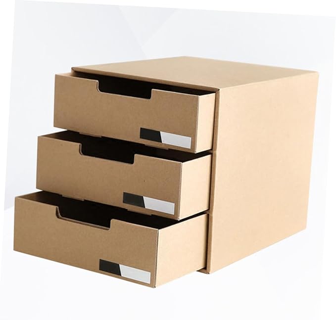 NUOBESTY Office Desk Organizers Kraft Paper Storage Bin Drawer Type Stationery Container Document Holder
