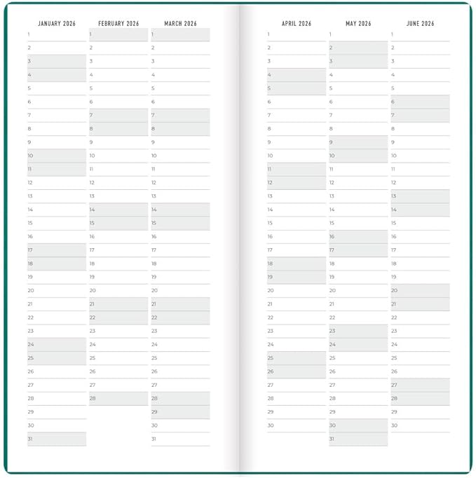Letts of London® 2026 Woodland Weekly/Monthly Planner, 12 Months, January to December, Slim Pocket Size, 6.625" x 3.25", Sewn Binding, Embossed Cover, Multilingual, Green (C082545-26)