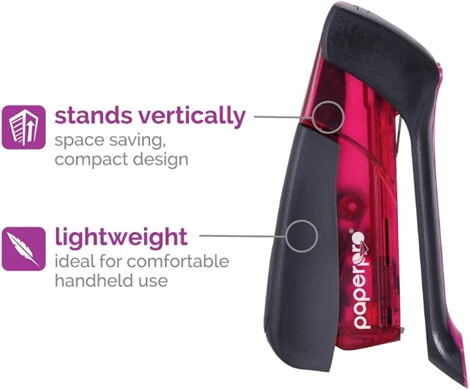 PaperPro Compact Classic Desktop Stapler, 15 Sheet Capacity, No Effort, Includes 105 Staples, One Finger, 80% Easier Stapling, Assorted (Colors May Vary)