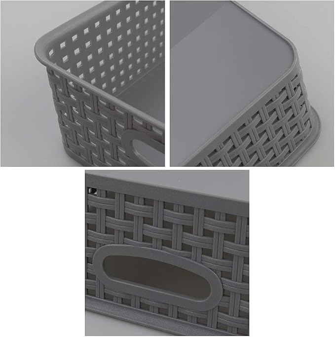 Readsky Gray Plastic Paper Storage Basket Tray, Office File Baskets, Pack of 5