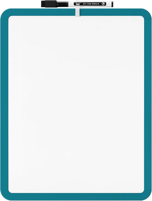 Mr. Pen- Dry Erase Board, 14” x 11” with a Black Dry Erase Marker, Green Frame, Small Mini White Board for Students, Fridge, Wall, Locker, Includes Double Sided Tapes
