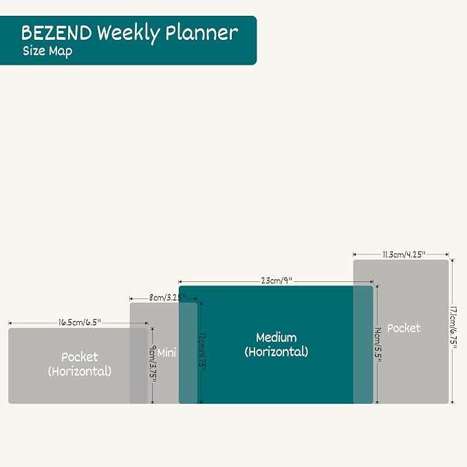 BEZEND 2026 Planner Weekly and Monthly (9" x 5.5") Calendar Book with Daily Vertical Timeslot & Note (Jan-Dec), Equal Space Even Weekends, Work Home Women, PU Leather Hardcover - Black