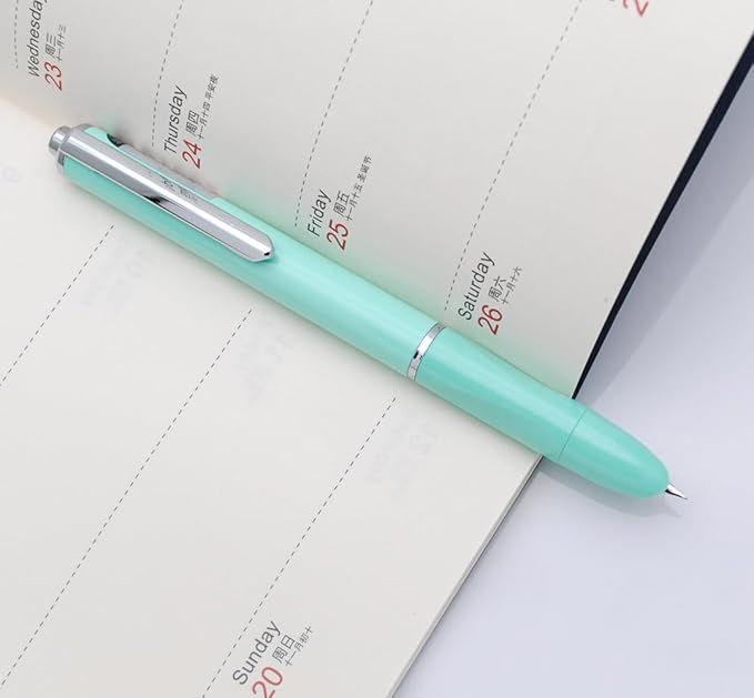 OASO K016 Retractable Fountain Pen Set 0.5mm with 4pcs Blue Ink Cartridges Smooth Writing for School Students (Seaweed Green)