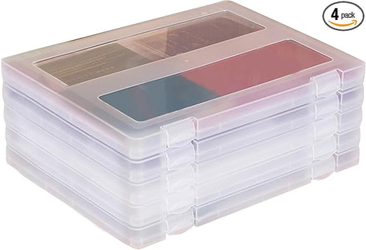 4 Pack A4 Paper Storage Box, A4 Document Case for 8.5" x 11" Letter Paper, Scrapbook Storage Box, File Portable Project Case for Magazine,Envelopes(Inner Size 12.2 x 8.9 x 0.7 in)