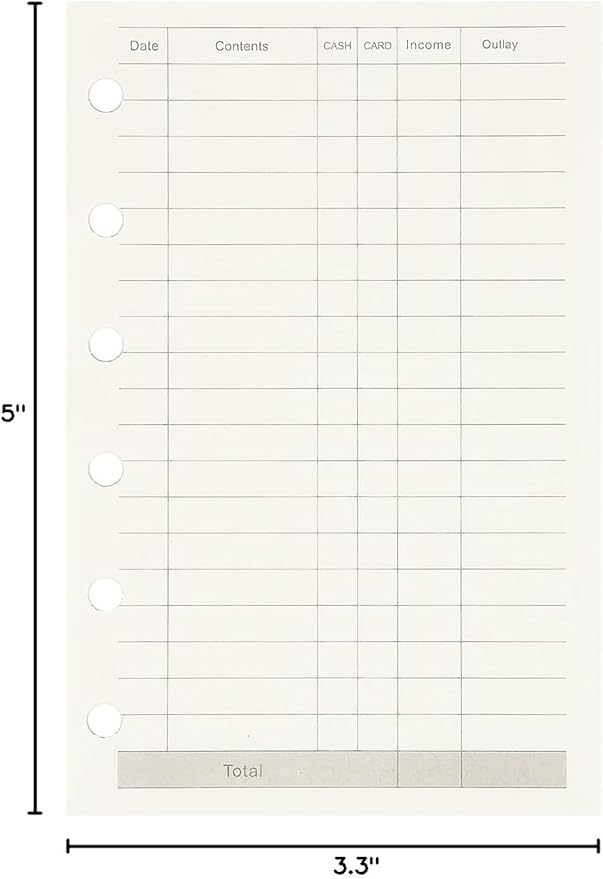 Zelten Loose Leaf Punched Paper Refills Paper for 6 Hole Binder Personal Organizer Diary Notebook Refillable Planner (Finance, A7/6 Hole)