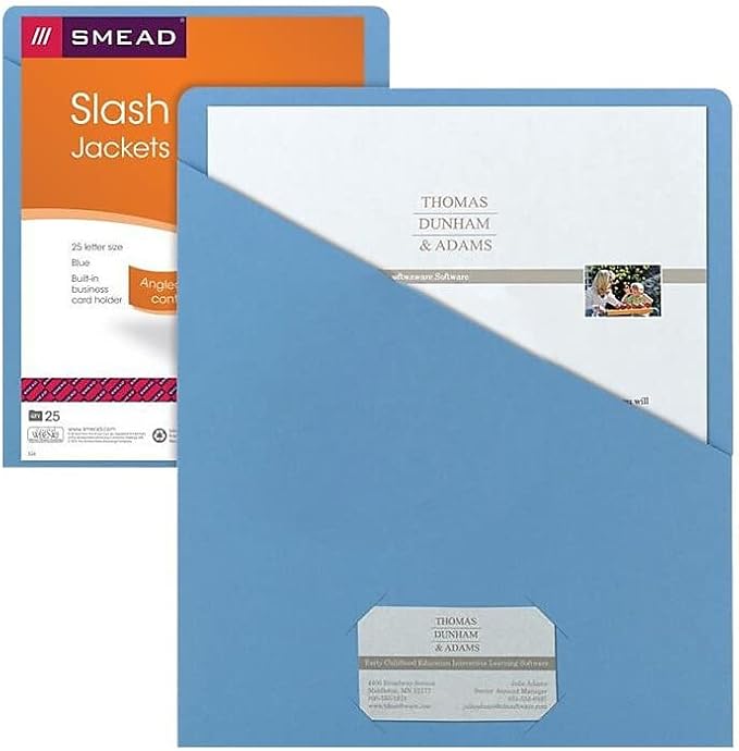 Smead Slash Jacket, Letter Size, Blue, 25 per Pack (75431)