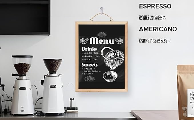 Wooden Frame Chalkboard, Wall-Mounted Blackboard with Natural Wood Border, Black Writing Surface, 36x24 Inches, Non-Magnetic, MDF with PVC Laminate (24 * 36")