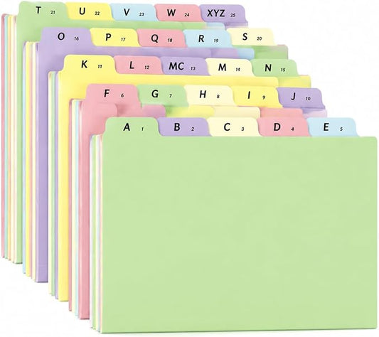 1 Set A-Z Alphabetical File Folder Guide Dividers, Alphabetic and Number Top Label Files, Legal Size, 25 Sheets Letter Size 1/5 Cut Positions File Cabinet Dividers for Office Home School