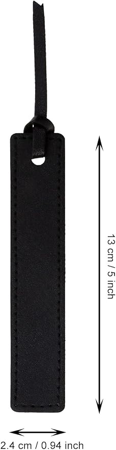 2Pcs Leather BookPage Marks Handmade Stitched Book Marker Reading Gift with Rope Tassel for Women Men Book Lover Reader (Black)