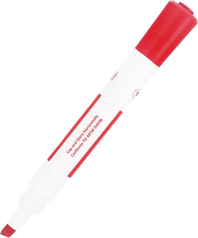 Amazon Basics Dry Erase Whiteboard Markers, Chisel Tip, Low-Odor, Red, 12-Pack, For Writing on Whiteboards