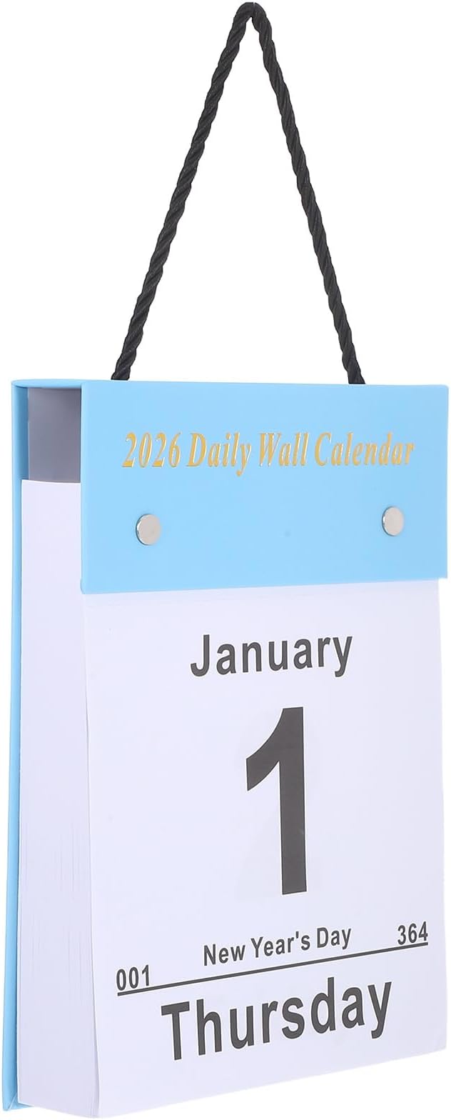 SEWACC Tear-off Daily Wall Calendar 2026 Large Print Vertical Hanging Planner Easy Read Day-to-day Organizer for Home Office School Study Room