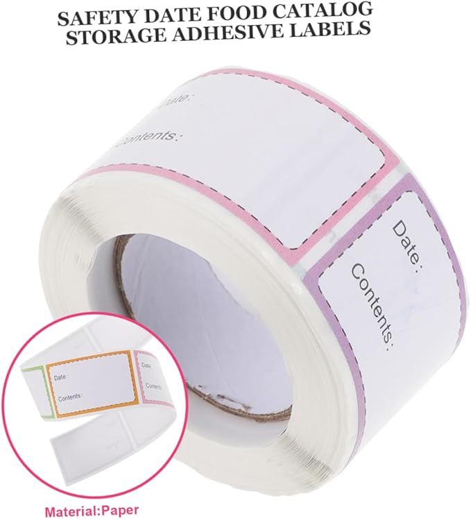 2 Rolls of Food Date Labels Stickers Removable for Freezer Storage Self-Adhesive for Jars Bottles Easy Peel Stick