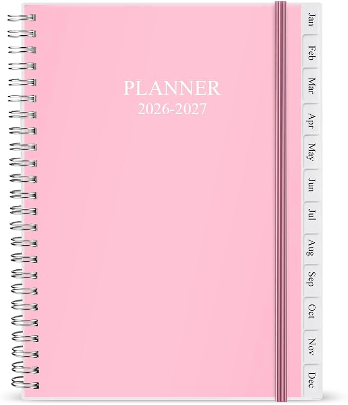 Cheericome Planner 2026-2027, Monthly Weekly Planner Runs January 2026 to June 2027, 26-27 Planners with PP Cover and Elastic Bond, 18 Month, Rose Monthly Planner Calendar