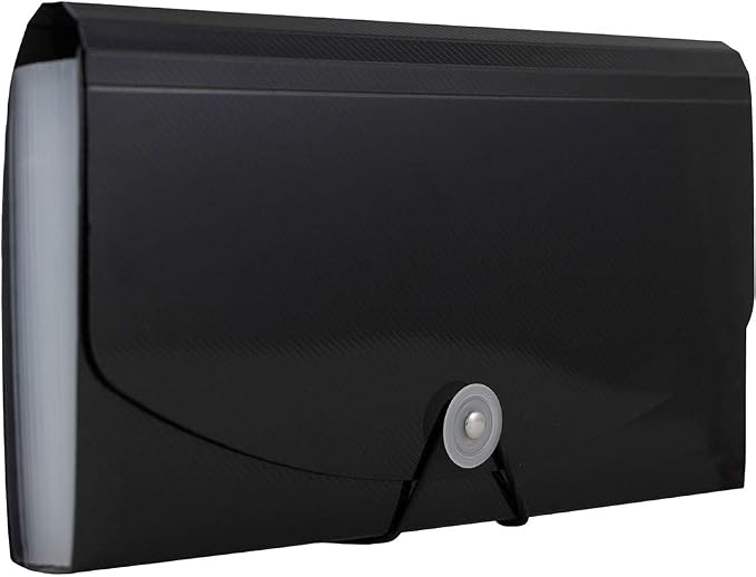 JAM PAPER Accordion Folders - 13 Pocket Plastic Expanding File - Check Size - 5 x 10 1/2 - Black - Sold Individually