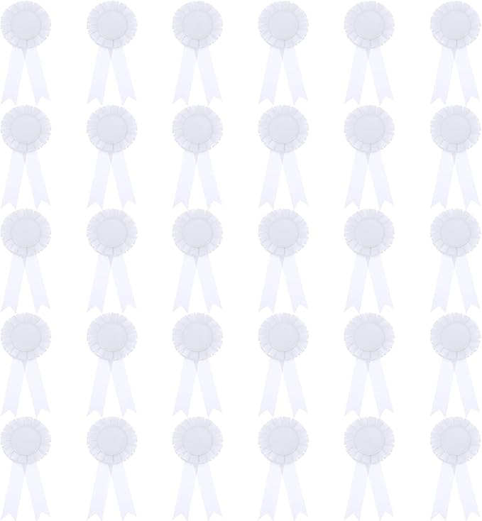 PATIKIL Blank Award Ribbon, 30 Pcs Prize Ribbon, White, Polyester, 15.5 x 8 cm, Multi-Occasion, Classic Style