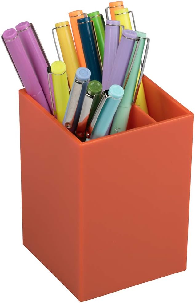 JAM PAPER Plastic Pen Holder - Orange - Desktop Pencil Cup Sold Individually