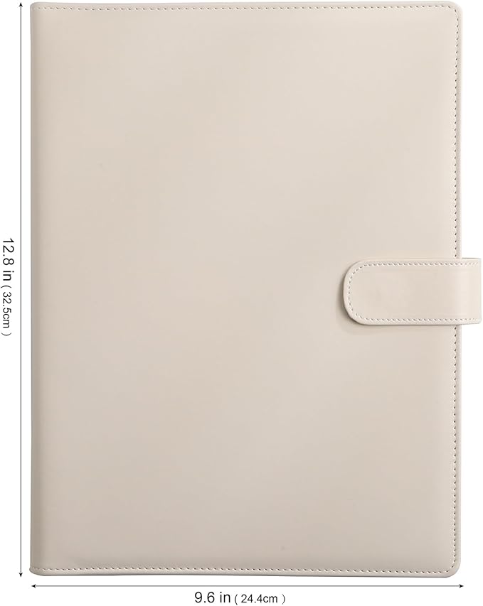 12.8 * 9.6 inch Portfolio Case Business Padfolio, Smart Phone is Usable in Document Organizer, Conference File Folder with A4/Letter Size Clipboard and Notepad - Beige