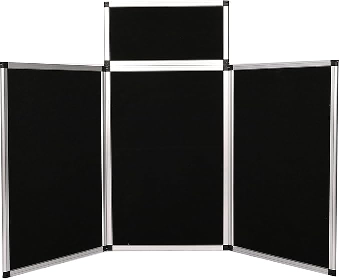 3+1 Panel Trade Show Presentation Board 70.8“ x 35.4” Trifold Poster Board Folding 3 Panel Exhibition Display Boards Double Sided Tabletop Display with Storage Bag Hook & Loop-Receptive Fabric